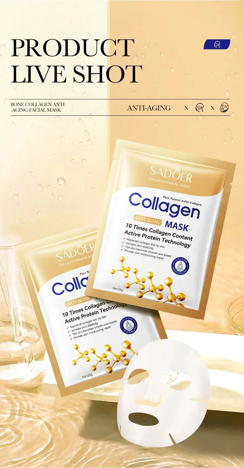 RUVIAA BEAUTY SADOER Collagen Face Mask – 5/10/20/30pcs Firming, Moisturizing & Brightening Facial Sheet Masks