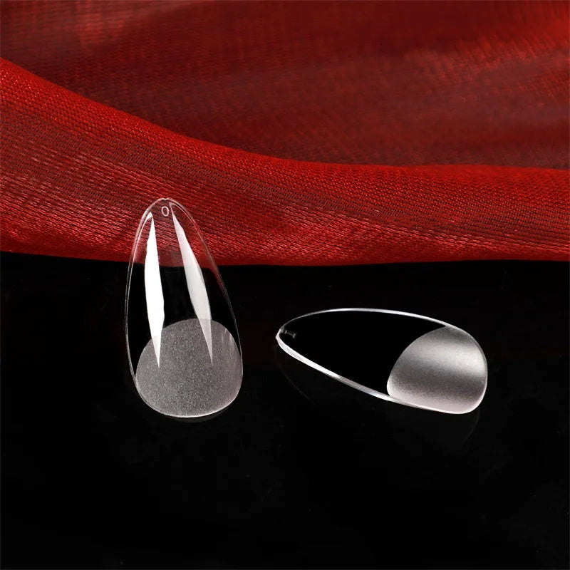 Ruviaa Beauty 120PCS Short Almond Oval Press-On Nails – Full Cover French Ballerina Fake Nail Tips