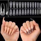 Ruviaa Beauty 120PCS Short Almond Oval Press-On Nails – Full Cover French Ballerina Fake Nail Tips