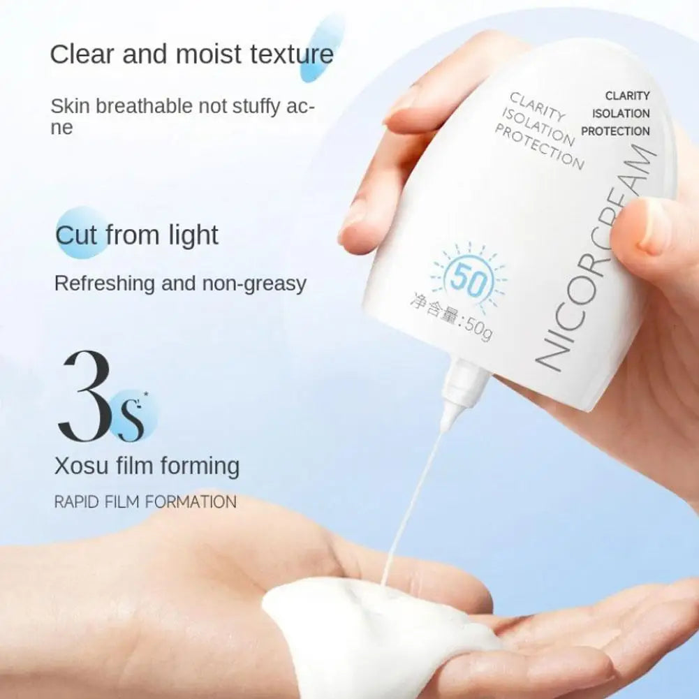 50g Facial Body Isolation Sunscreen SPF 50+ Isolate UV Cream Waterproof Moisture Brighten Skin Tone For Skincare