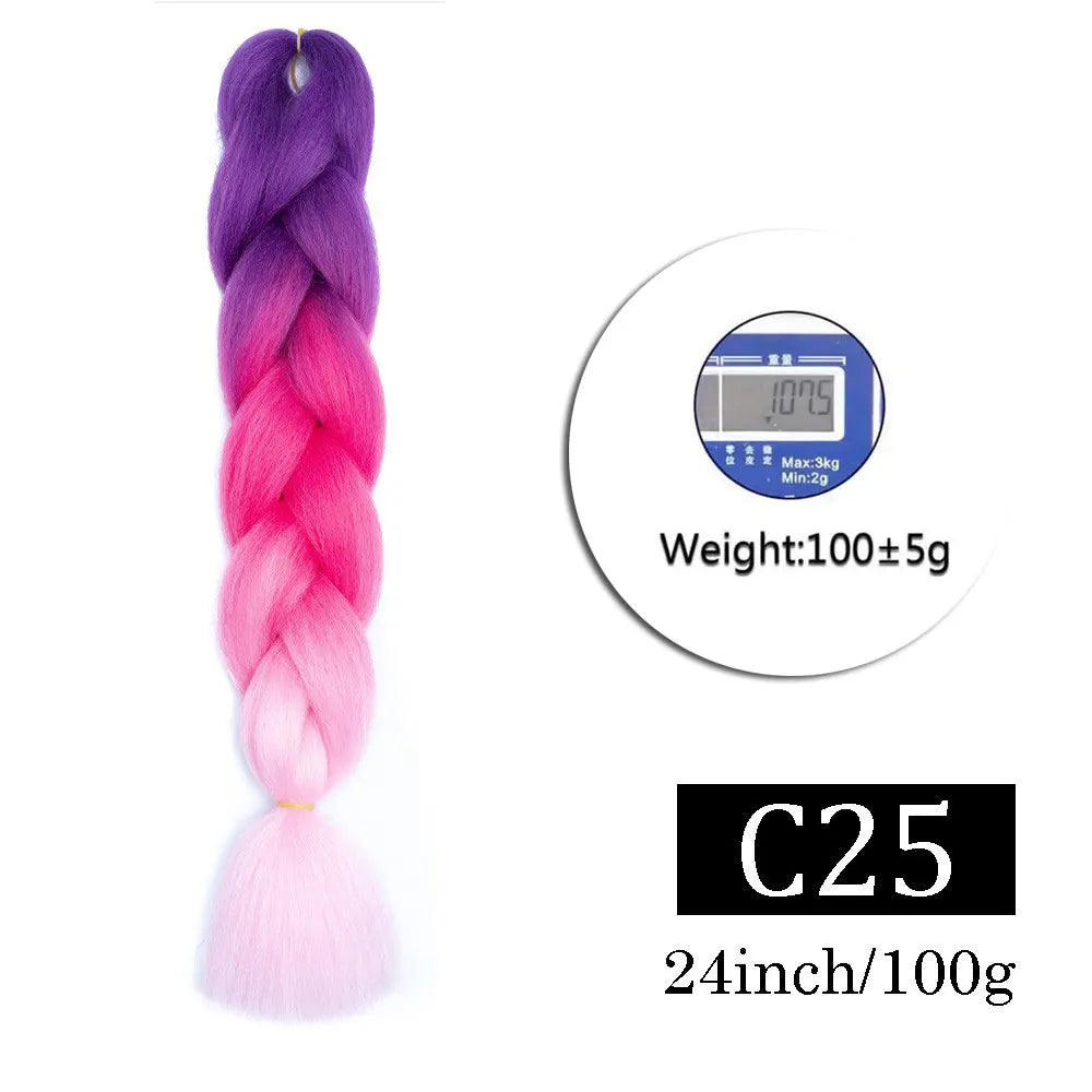 Synthetic Jumbo Braiding Hair Extensions for Kids Colored braiding Hair High Temperature Fiber Crochet Hair for Women Girls Box