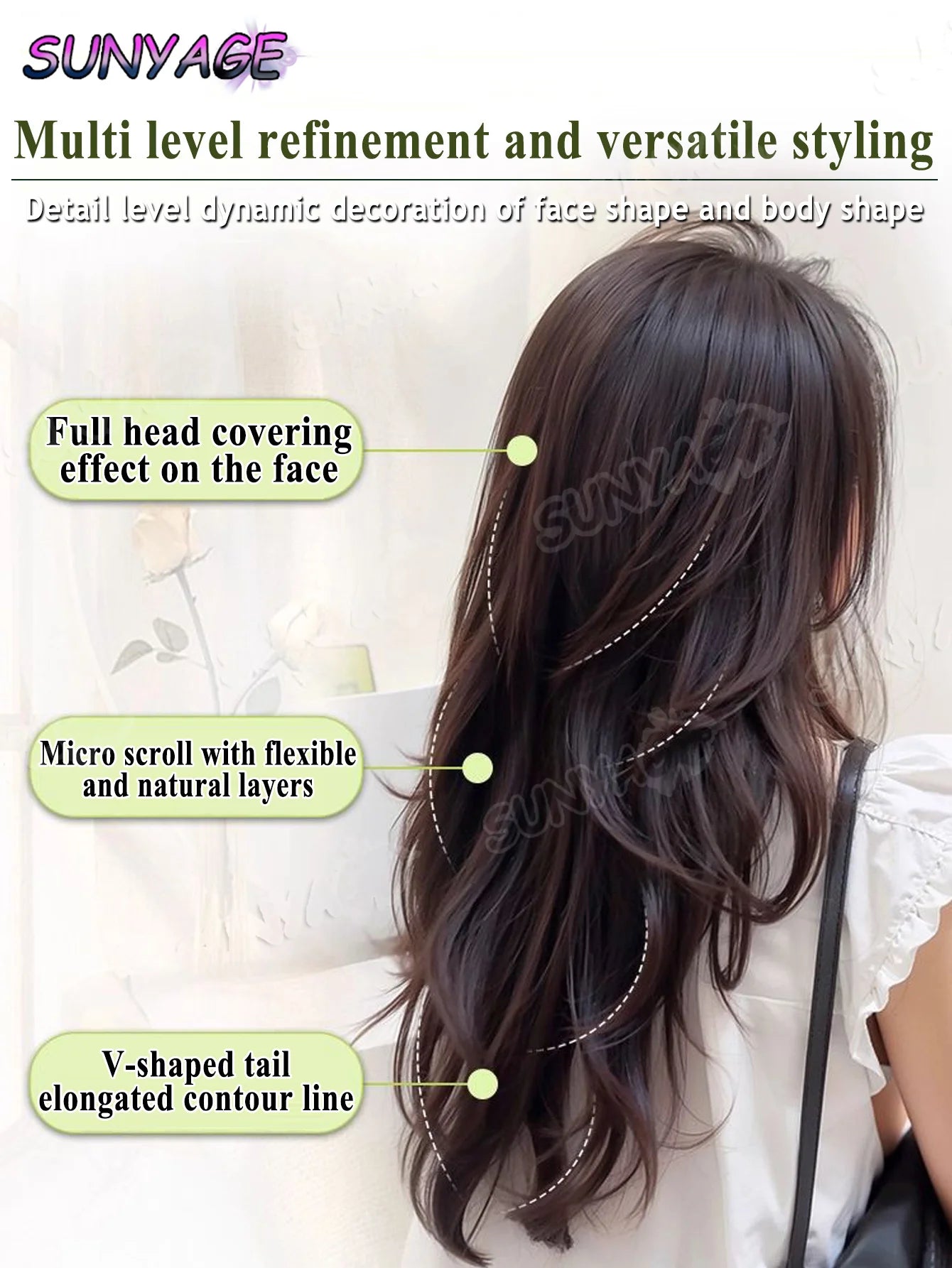 Synthetic Long Wavy Curly 20" Synthetic Hair Extensions 5 Clips Heat Resistant V-shaped Hair Piece Natural Hairstyle For Women