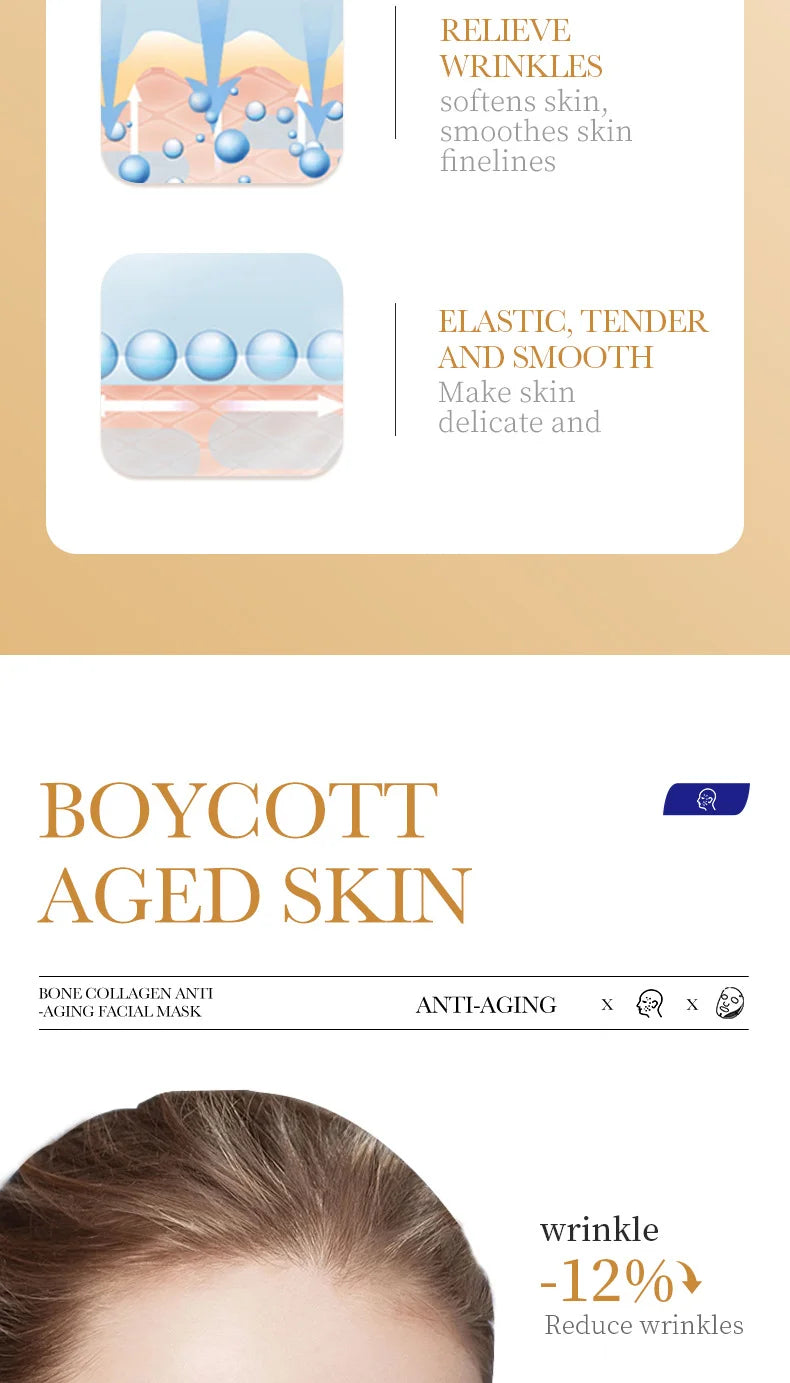 RUVIAA BEAUTY 10PCS Collagen Anti-Wrinkle Facial Mask – Anti-Aging, Firming & Brightening Skincare