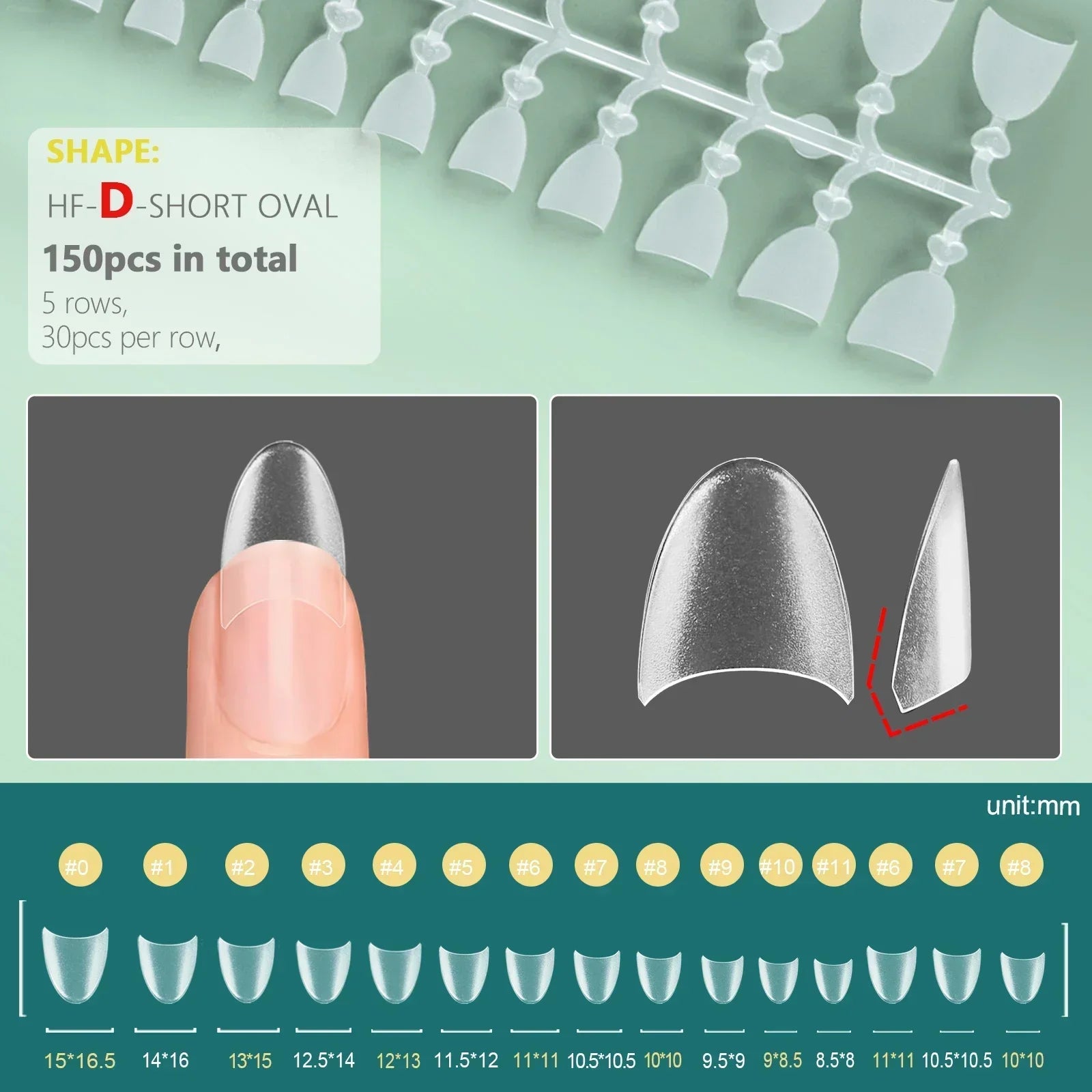 RUVIAA BEAUTY 150PCS Short Half Cover Matte Nail Tips 12 Sizes