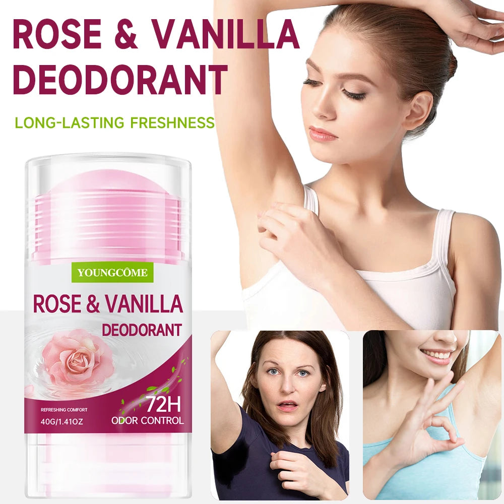 RUVIAA BEAUTY Rose Vanilla Deodorant Stick | 48H Long Lasting Fresh