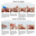 RUVIAA BEAUTY 24pcs Blue French Duckbill False Nails – Gradient Y2K Press-On with Rhinestones