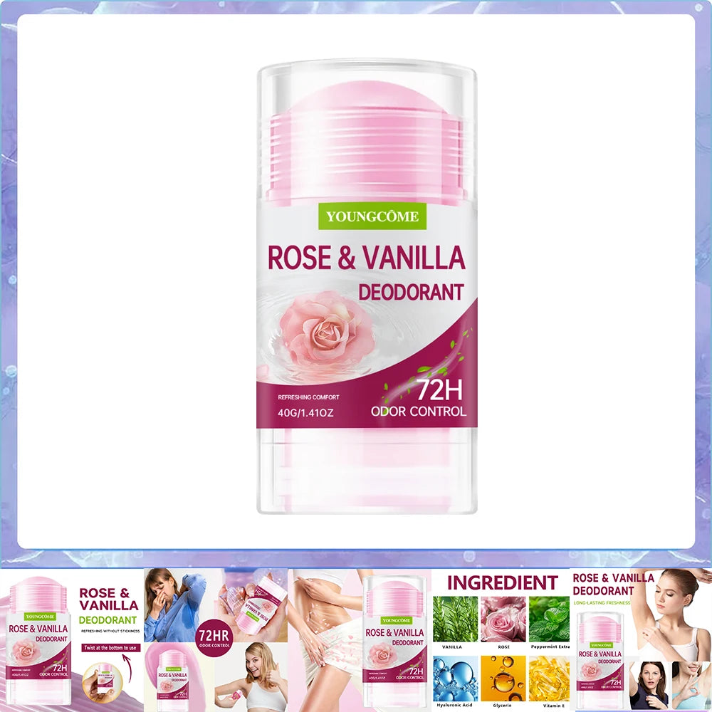RUVIAA BEAUTY Rose Vanilla Deodorant Stick | 48H Long Lasting Fresh