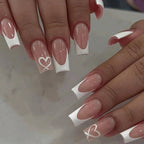 RUVIAA BEAUTY 24PCS Press-On Nails – Short Square Heart French Tips