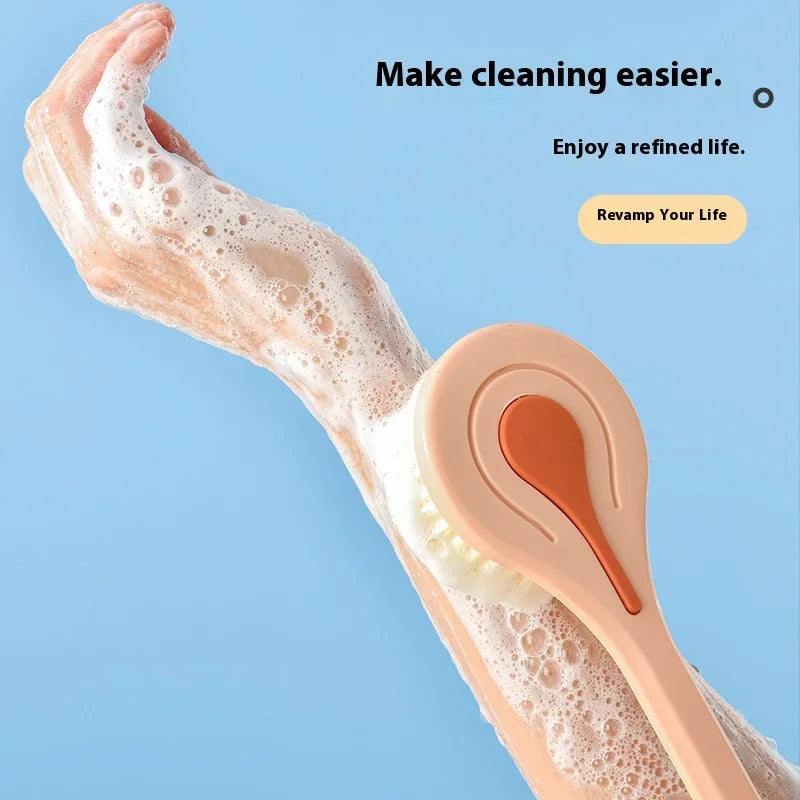 Bathroom Body Brush Kit with Long Handle: Soft-Hair Brush, Back Scrubber & Shower Massage Tool