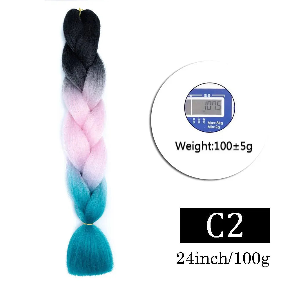 Synthetic Jumbo Braiding Hair Extensions for Kids Colored braiding Hair High Temperature Fiber Crochet Hair for Women Girls Box