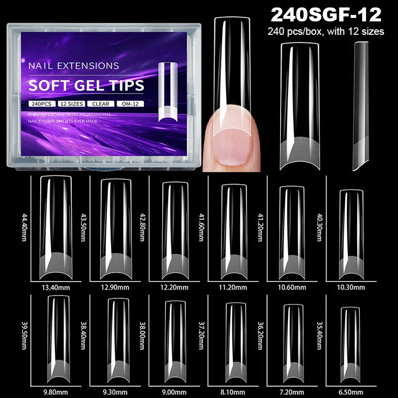 RUVIAA BEAUTY Luxury Soft Gel False Nail Tips – Semi-Matte Almond French Coffin Full Cover Extensions