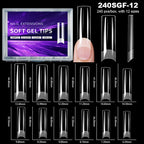 RUVIAA BEAUTY Luxury Soft Gel False Nail Tips – Semi-Matte Almond French Coffin Full Cover Extensions