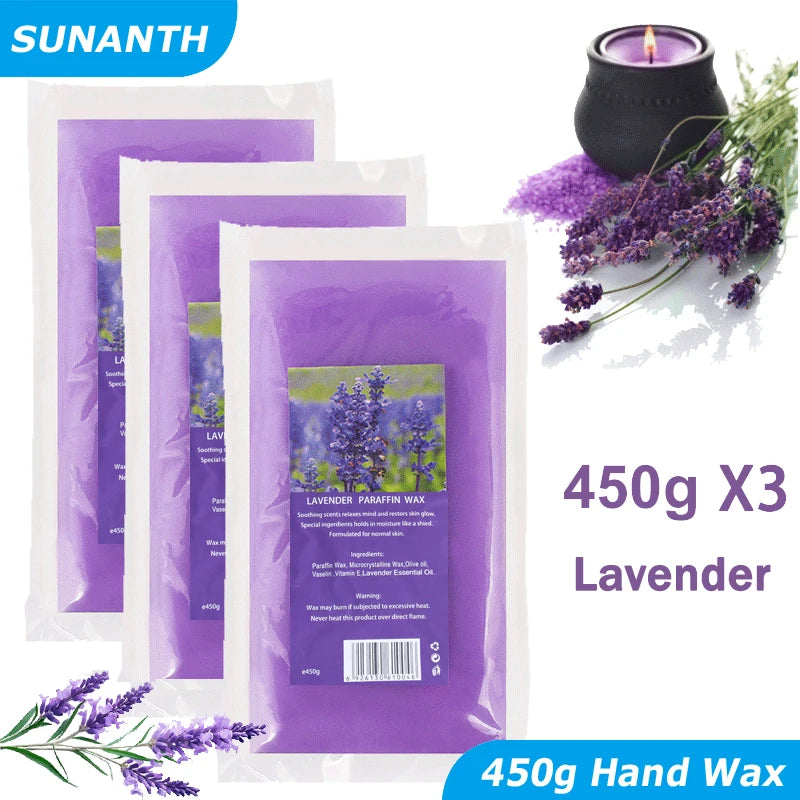 450g/200g Lavender Moisturizing Hands And Feet Mask Peel Off SPA Care Paraffin 1/3Pcs Paraffin Nourishing Hands Restores Gloss