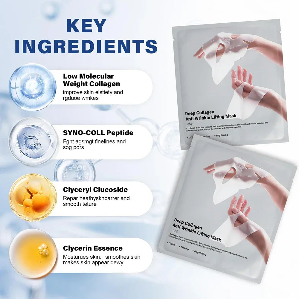 RUVIAA BEAUTY Deep Collagen Anti-Wrinkle Face Mask – Overnight Lifting, Firming & Moisturizing (5 Pack)