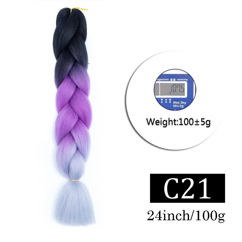 Synthetic Jumbo Braiding Hair Extensions for Kids Colored braiding Hair High Temperature Fiber Crochet Hair for Women Girls Box