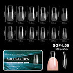 RUVIAA BEAUTY Luxury Soft Gel False Nail Tips – Semi-Matte Almond French Coffin Full Cover Extensions