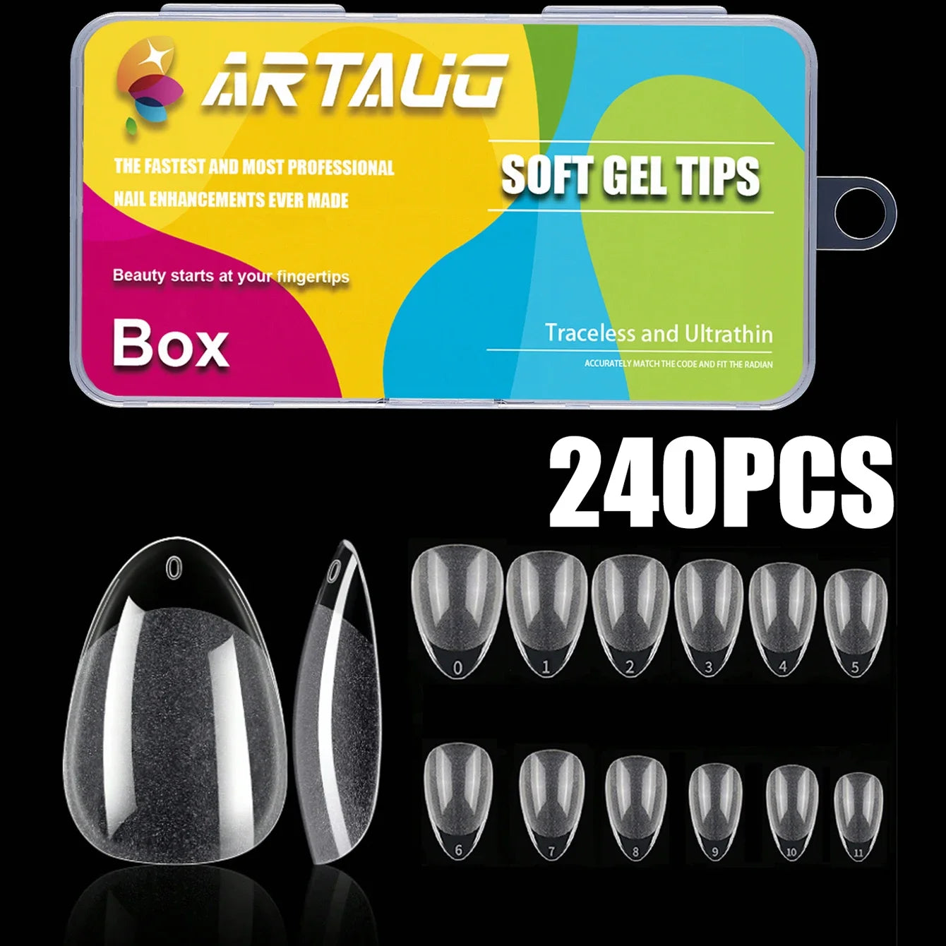 RUVIAA BEAUTY XXS Almond Soft Gel Nail Tips Half Matte Full Cover 240pcs