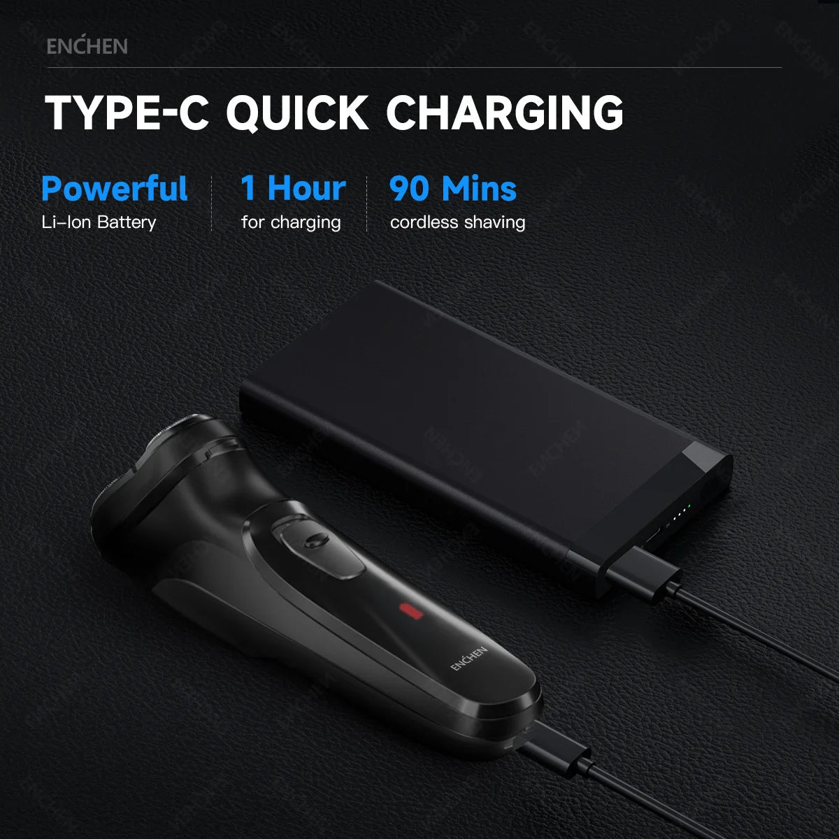 RUVIAA BEAUTY ENCHEN Blackstone-C | 3D Rotary Shaver & Pop-up Trimmer