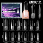 RUVIAA BEAUTY Luxury Soft Gel False Nail Tips – Semi-Matte Almond French Coffin Full Cover Extensions