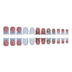 RUVIAA BEAUTY 24pcs Blue French Duckbill False Nails – Gradient Y2K Press-On with Rhinestones