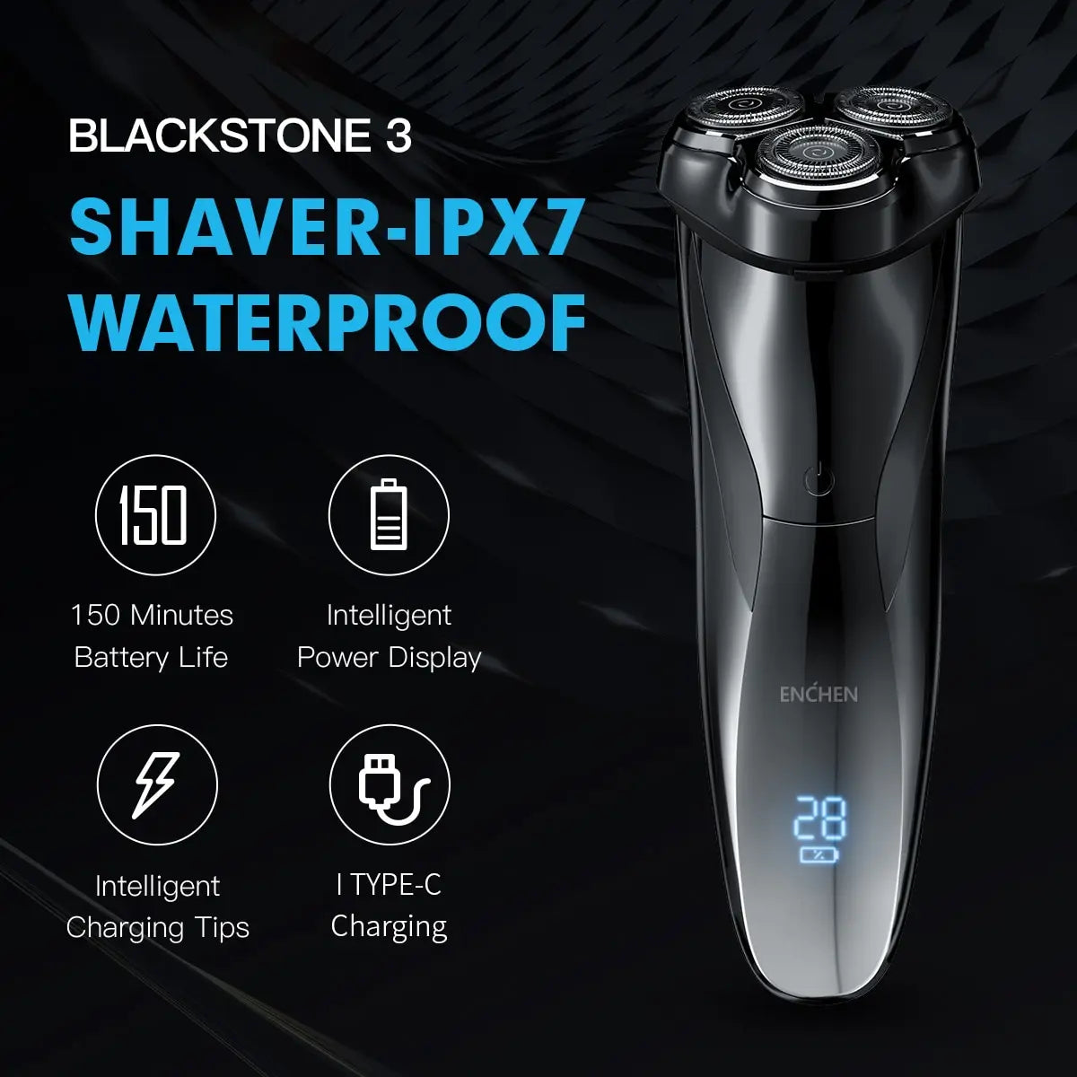 RUVIAA BEAUTY ENCHEN Blackstone 3 | 3D Waterproof Electric Shaver
