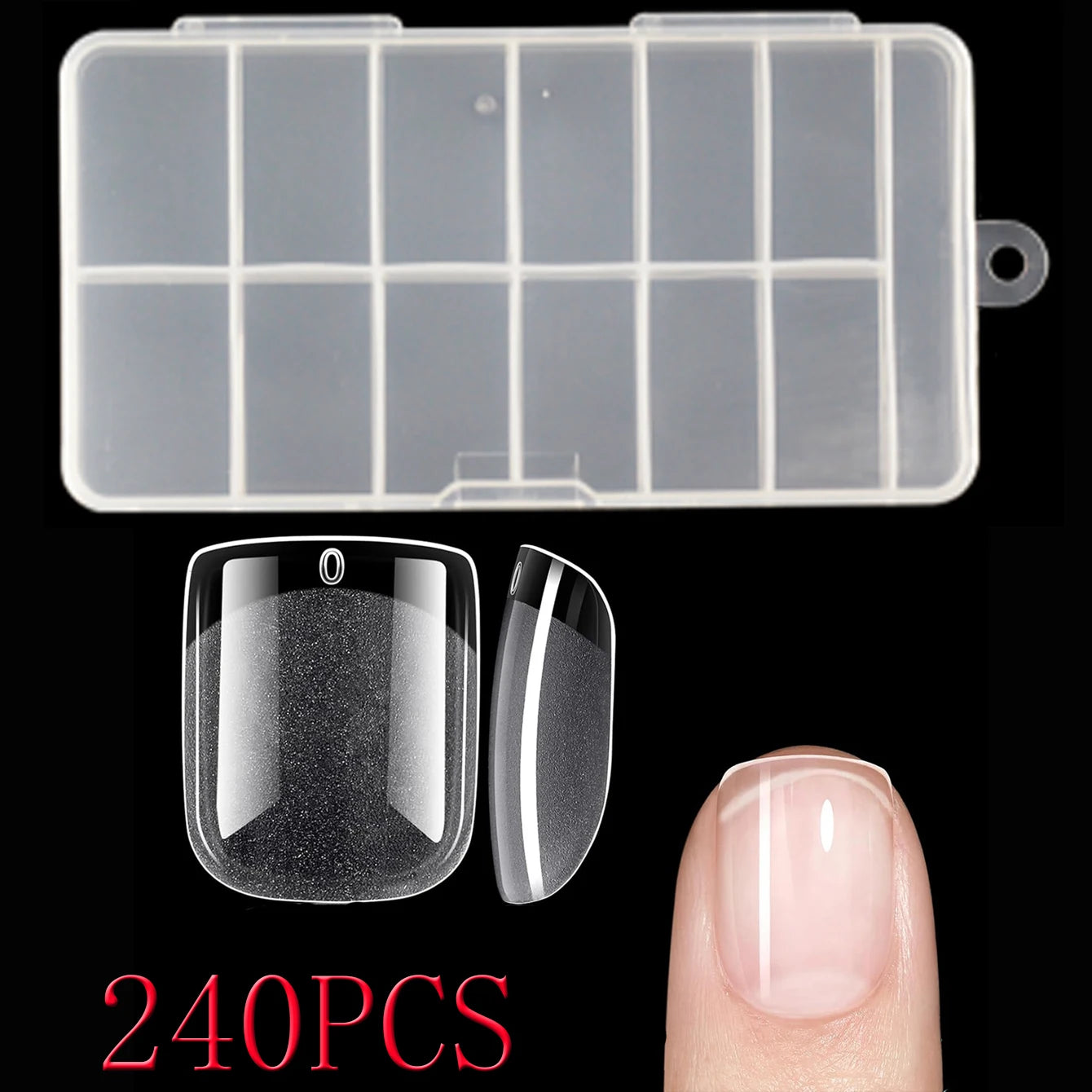 RUVIAA BEAUTY XXS Almond Gel Nail Tips Half Matte Full Cover 240pcs