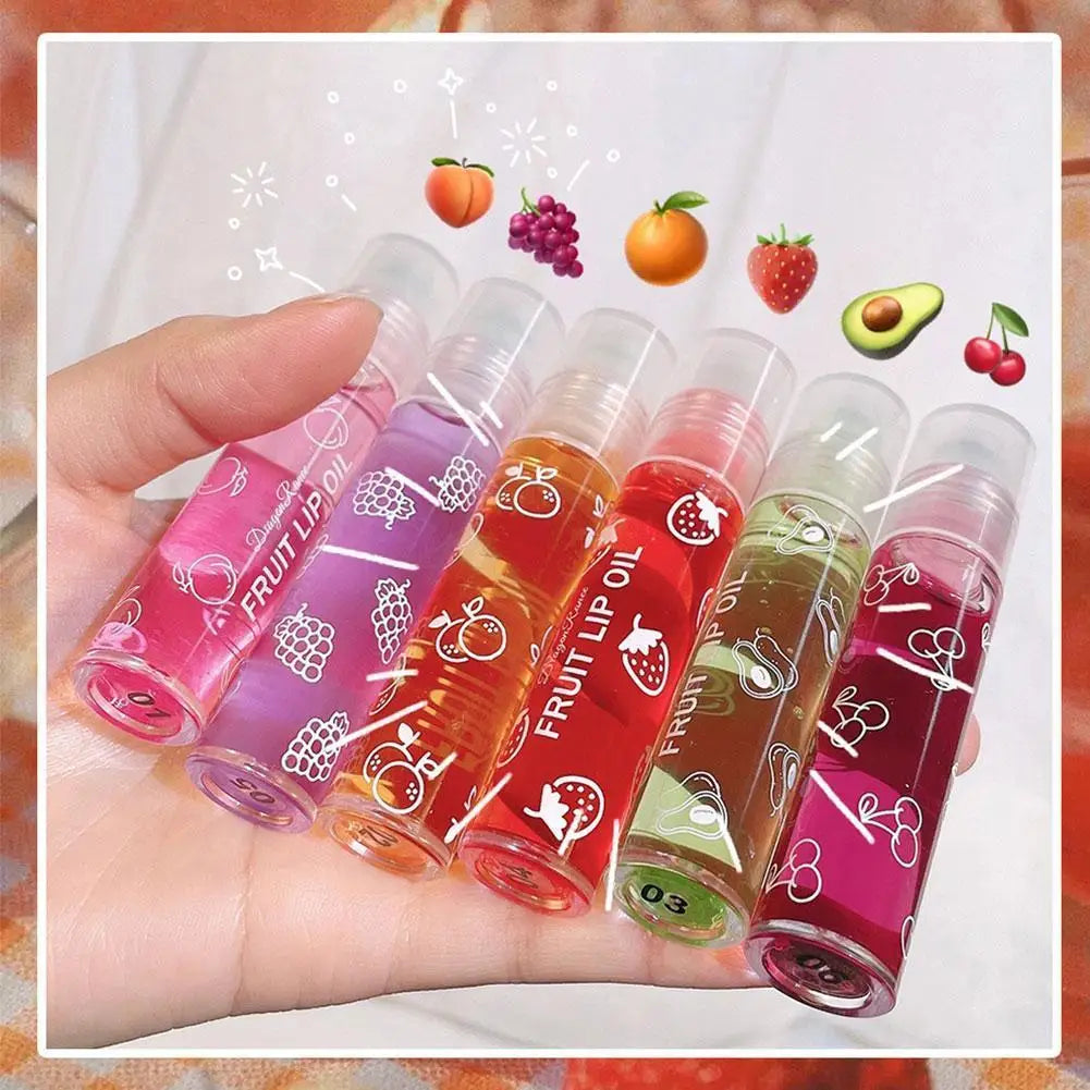 RUVIAA BEAUTY 6 Colors Roll-On Fruit Lip Balm & Gloss Moisturizing