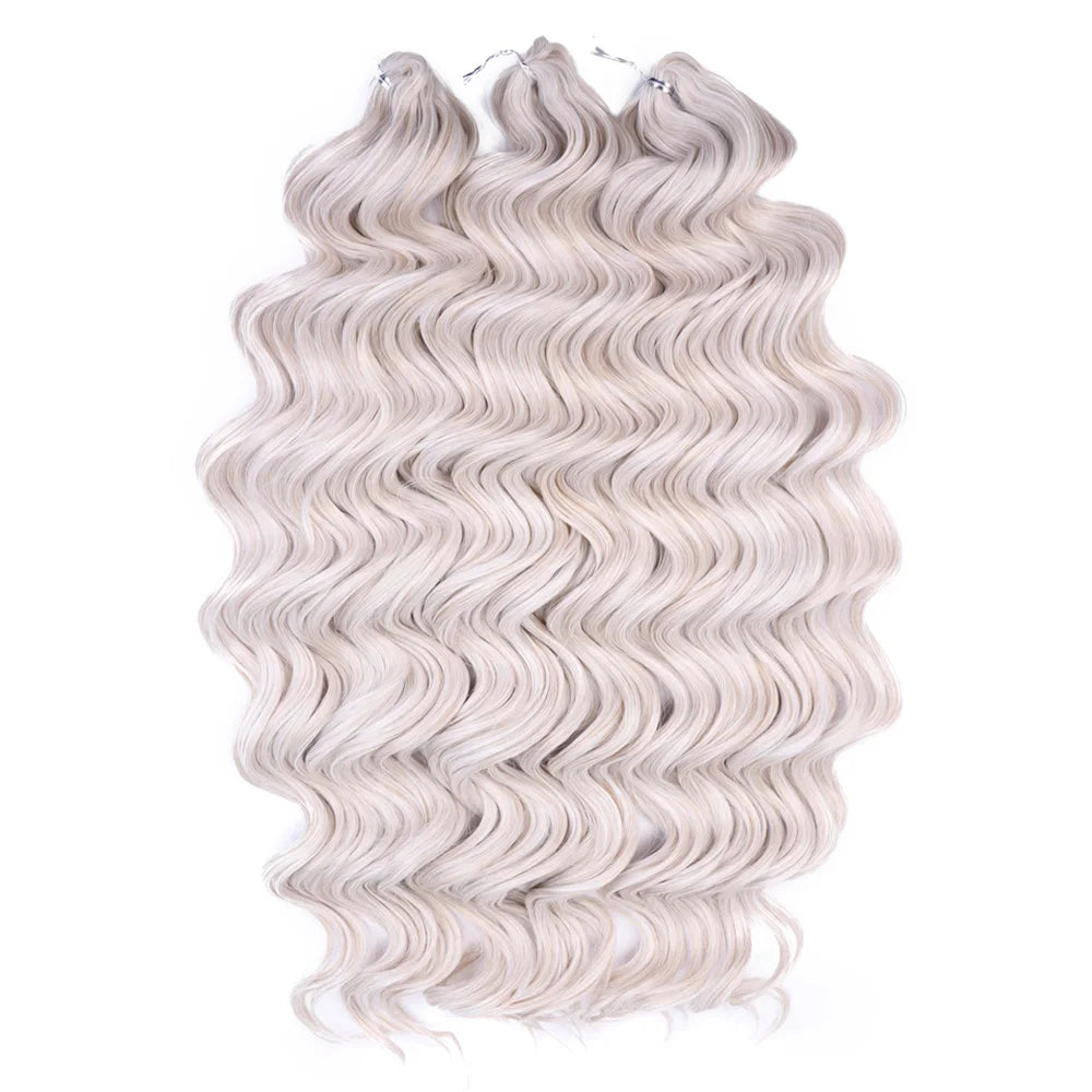 24 Inch Brown Blonde Pink Synthetic Body Loose Deep Wave Braiding Hair Extensions Water Wave Twist Crochet Curly Hair for Women