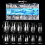 RUVIAA BEAUTY Luxury Soft Gel False Nail Tips – Semi-Matte Almond French Coffin Full Cover Extensions