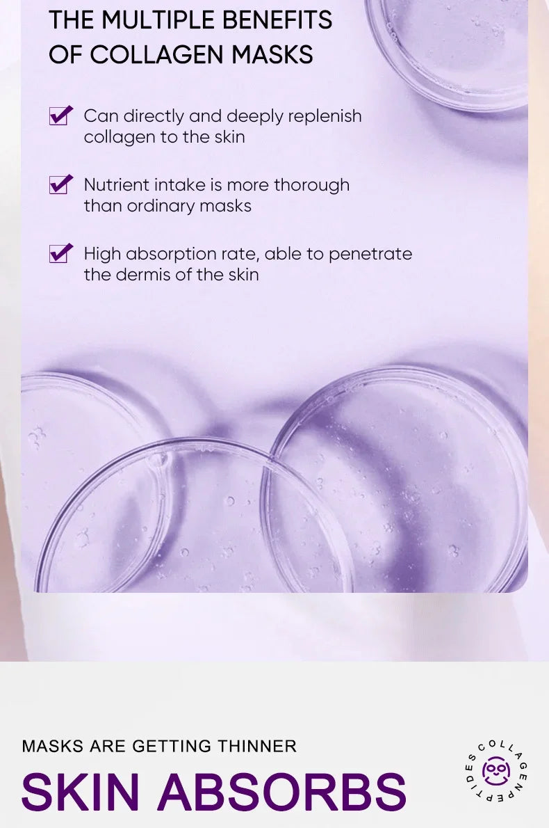 RUVIAA BEAUTY Collagen Anti-Wrinkle Facial Mask – Anti-Aging, Firming & Brightening Skincare