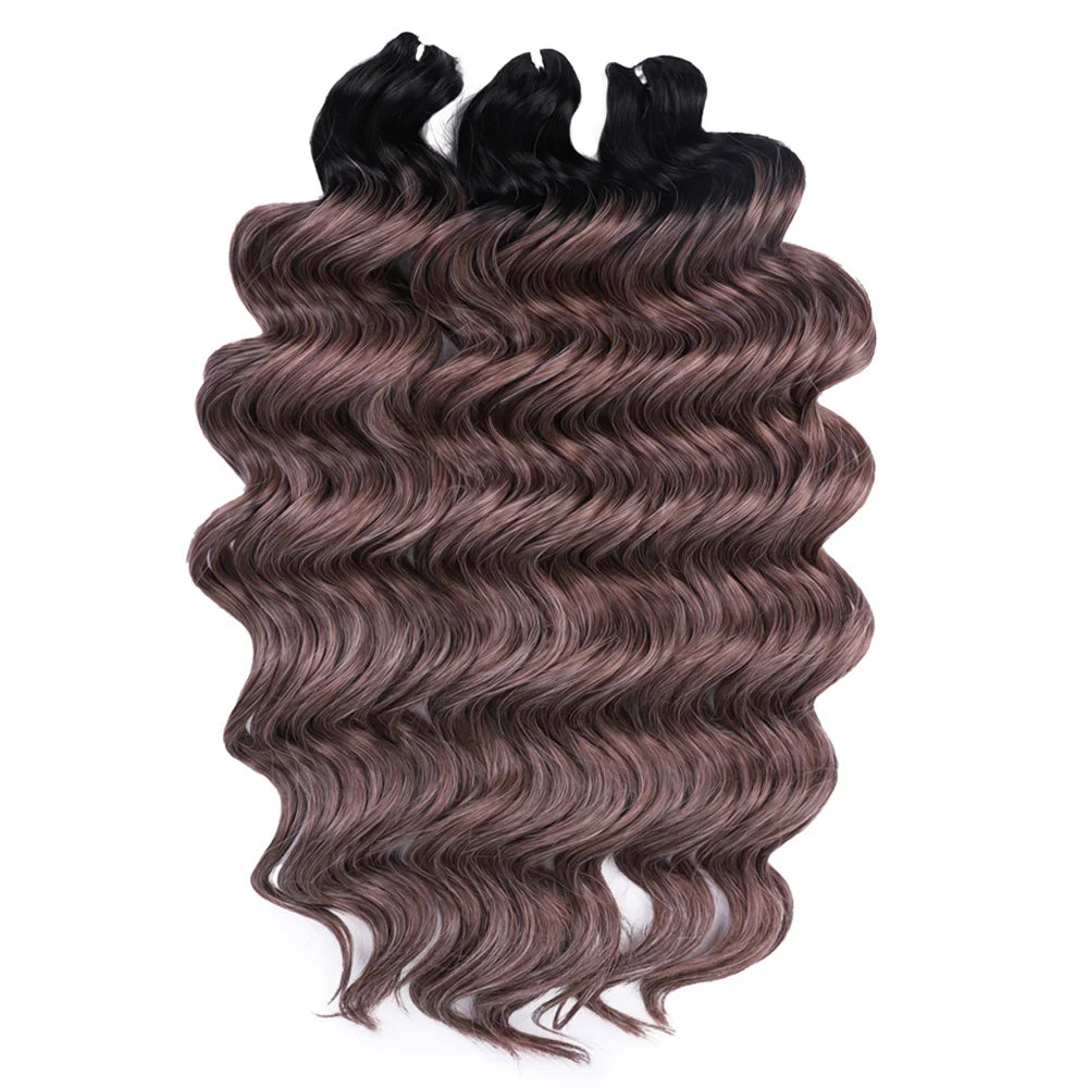 24 Inch Brown Blonde Pink Synthetic Body Loose Deep Wave Braiding Hair Extensions Water Wave Twist Crochet Curly Hair for Women
