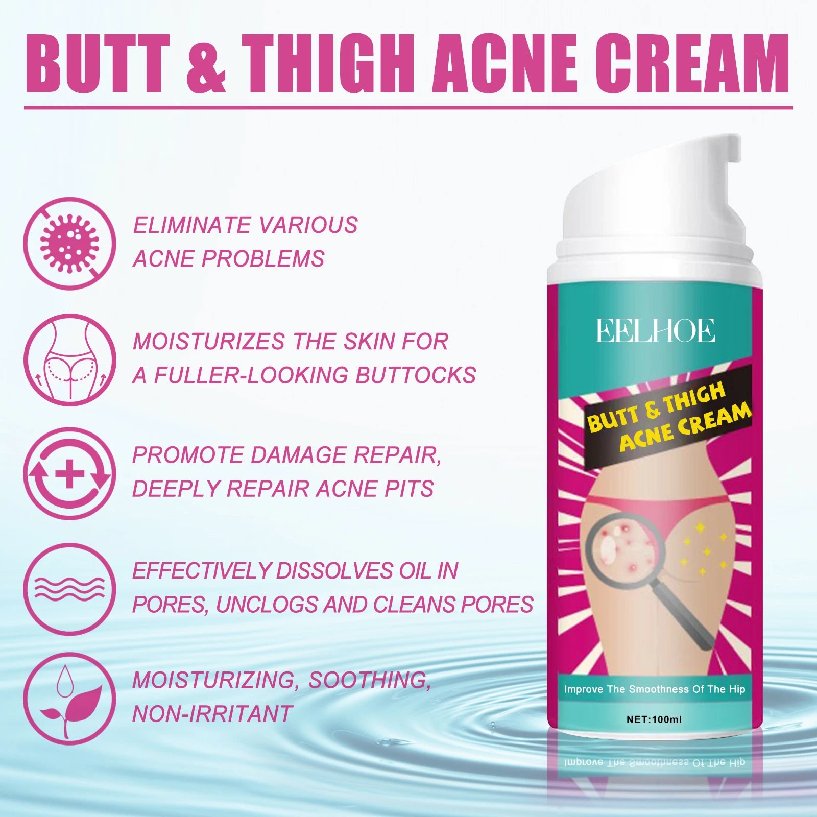 Butt Thigh Acne Cream Remove Pimples Moisturizing Clarifying Brightening Smoothing Skin Care Thigh Acne Removal Cream