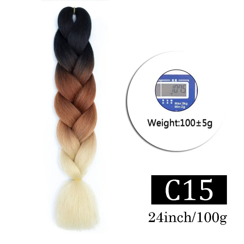Synthetic Jumbo Braiding Hair Extensions for Kids Colored braiding Hair High Temperature Fiber Crochet Hair for Women Girls Box