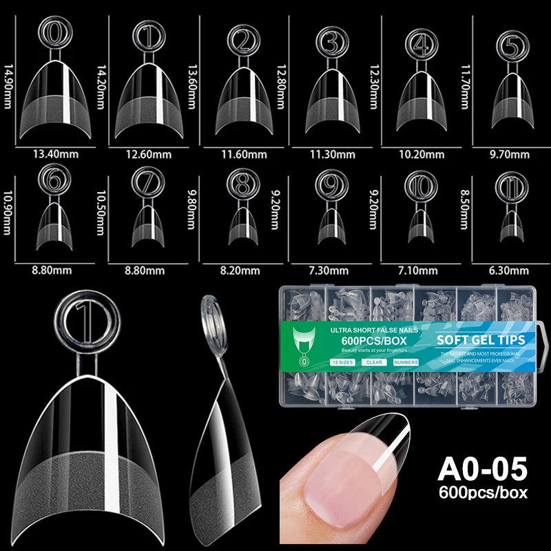 RUVIAA BEAUTY Luxury Soft Gel False Nail Tips – Semi-Matte Almond French Coffin Full Cover Extensions