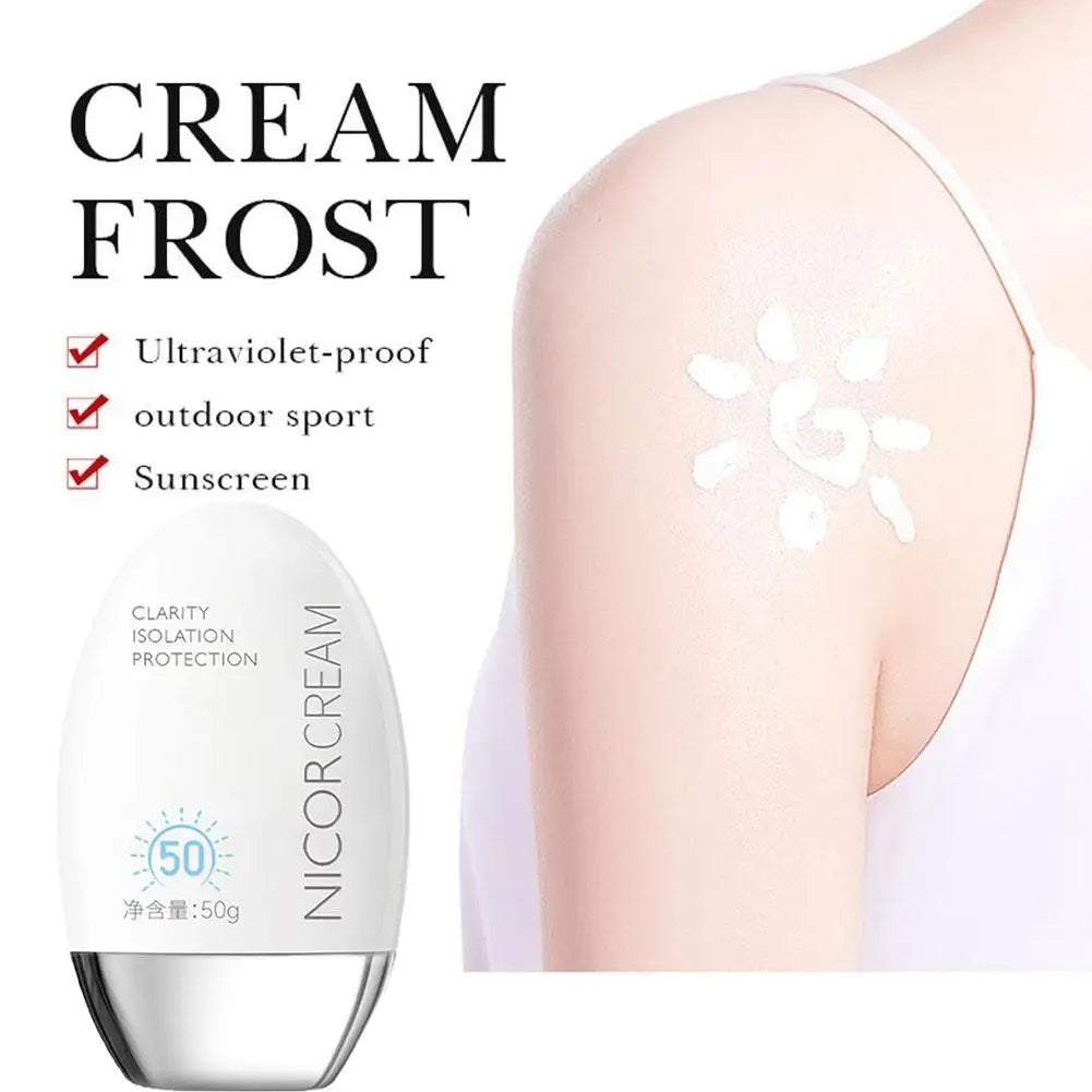 50g Facial Body Isolation Sunscreen SPF 50+ Isolate UV Cream Waterproof Moisture Brighten Skin Tone For Skincare