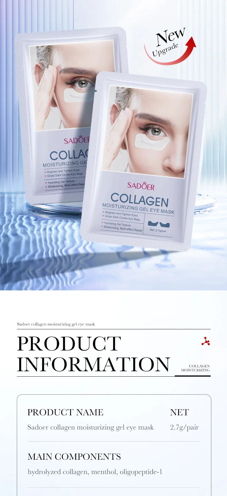 RUVIAA BEAUTY 10pcs Hyaluronic Acid Collagen Face Masks – Forehead, Eyes & Cheek Patches for Hydrating & Firming