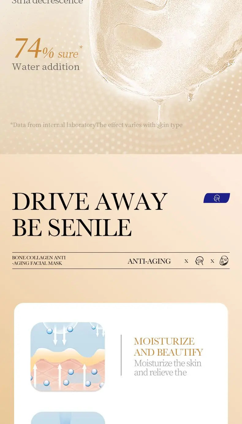 RUVIAA BEAUTY 10PCS Collagen Anti-Wrinkle Facial Mask – Anti-Aging, Firming & Brightening Skincare