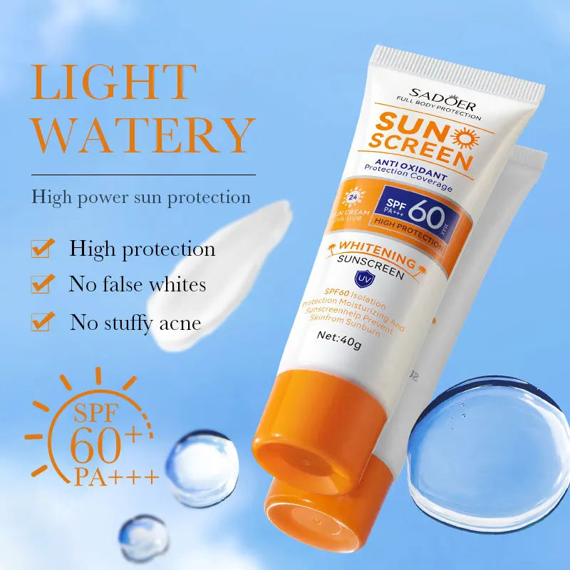 SAODER Spf 60+ Sunscreen for Face Body Sun Block Creams Sweat Proof Refreshing Non Greasy Solar Blocker Protector Sun Cream