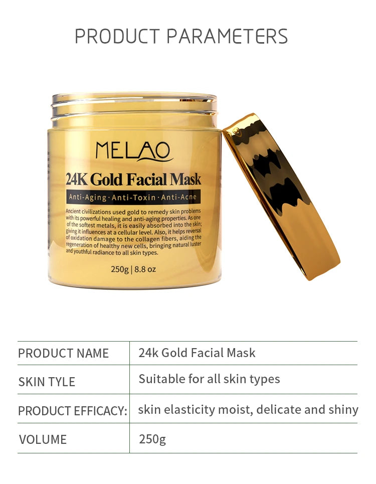 RUVIAA BEAUTY 24K Gold Face Mask – Collagen Moisturizing & Rejuvenating Facial Skin Care