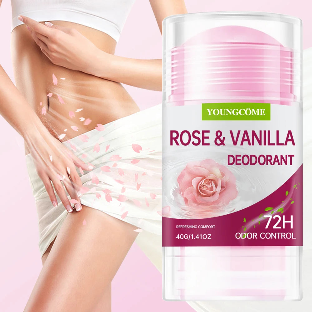 RUVIAA BEAUTY Rose Vanilla Deodorant Stick | 48H Long Lasting Fresh