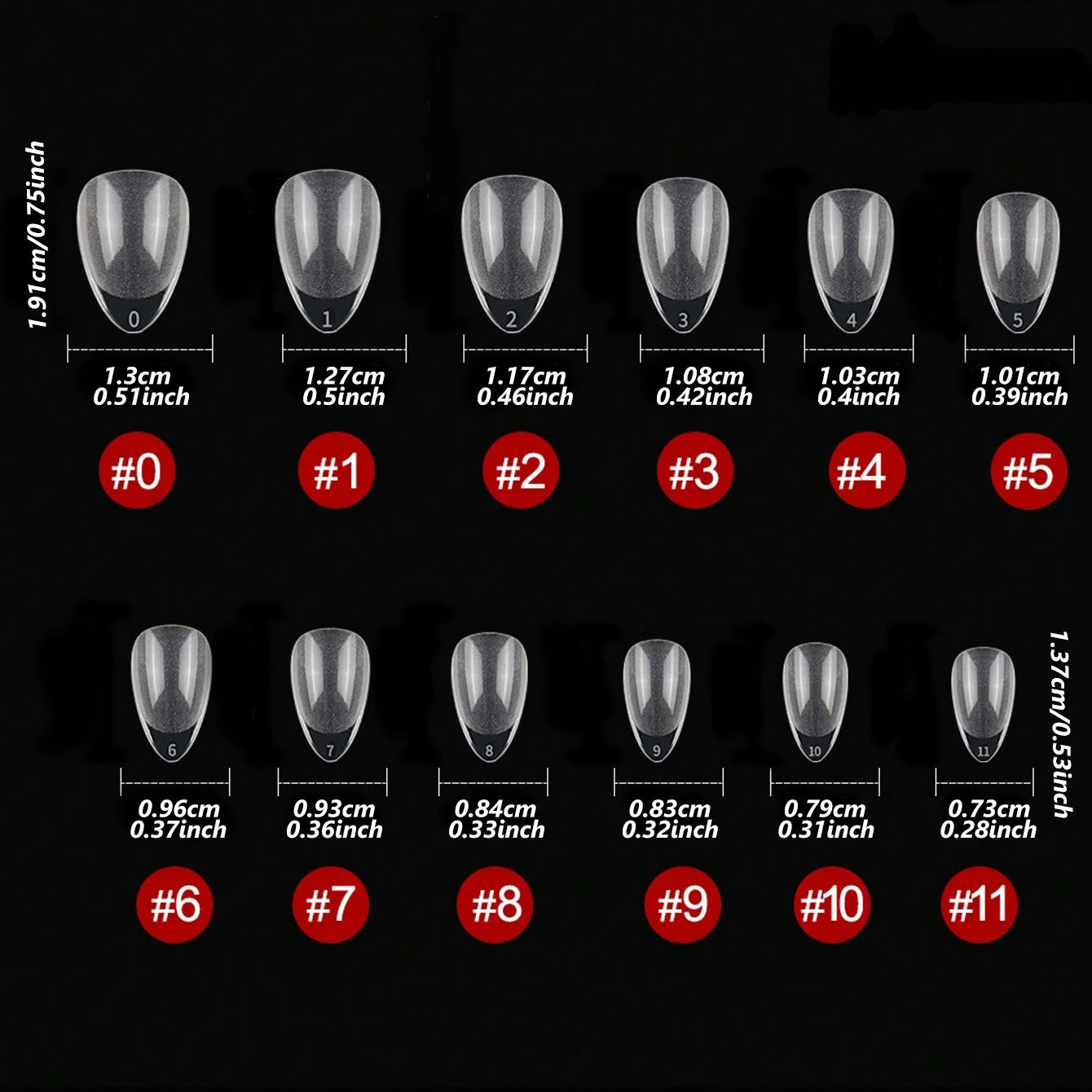 RUVIAA BEAUTY XXS Almond Gel Nail Tips Half Matte Full Cover 240pcs