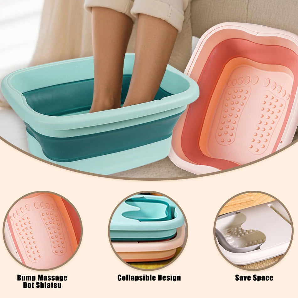 RUVIAA BEAUTY Foldable Foot Spa Massage Bucket | Portable Household Soaking Basin & Pedicure Sauna Bathtub