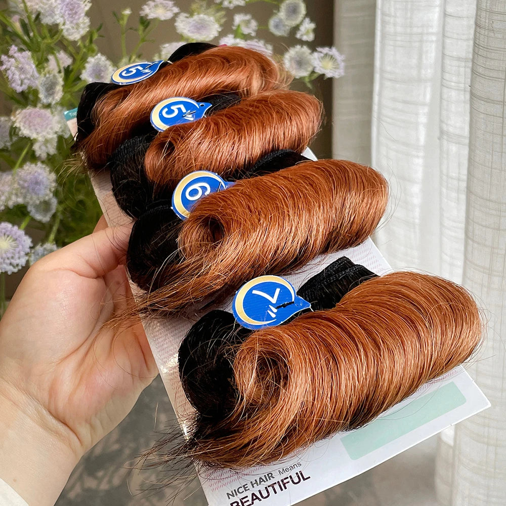 4Pcs/Lot Loose Wave Hair Extensions 100% Human Hair Bundles 1B 27 30 99J Burgundy Colored Indian Human Hair Weave Bundles