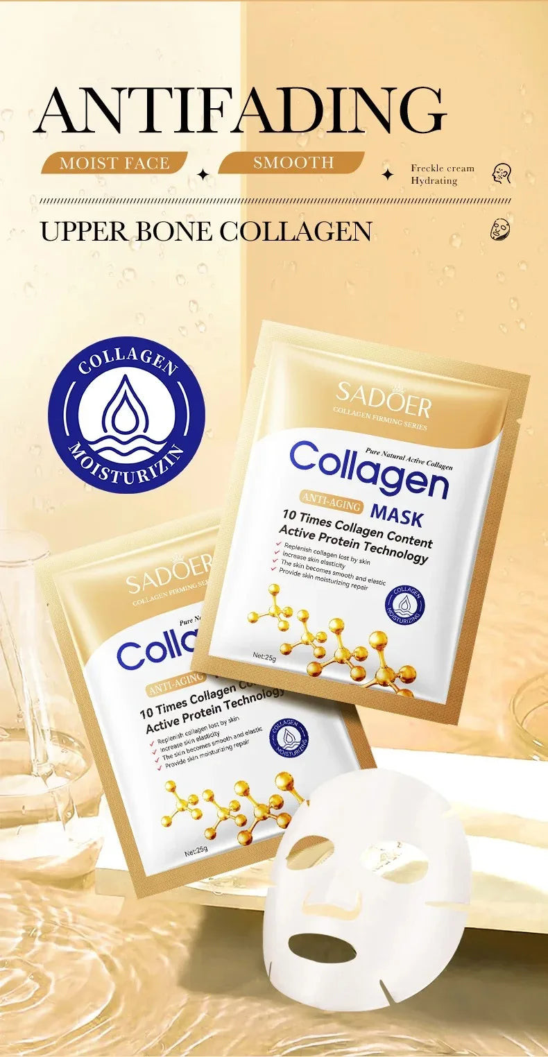 RUVIAA BEAUTY SADOER Collagen Face Mask – 5/10/20/30pcs Firming, Moisturizing & Brightening Facial Sheet Masks