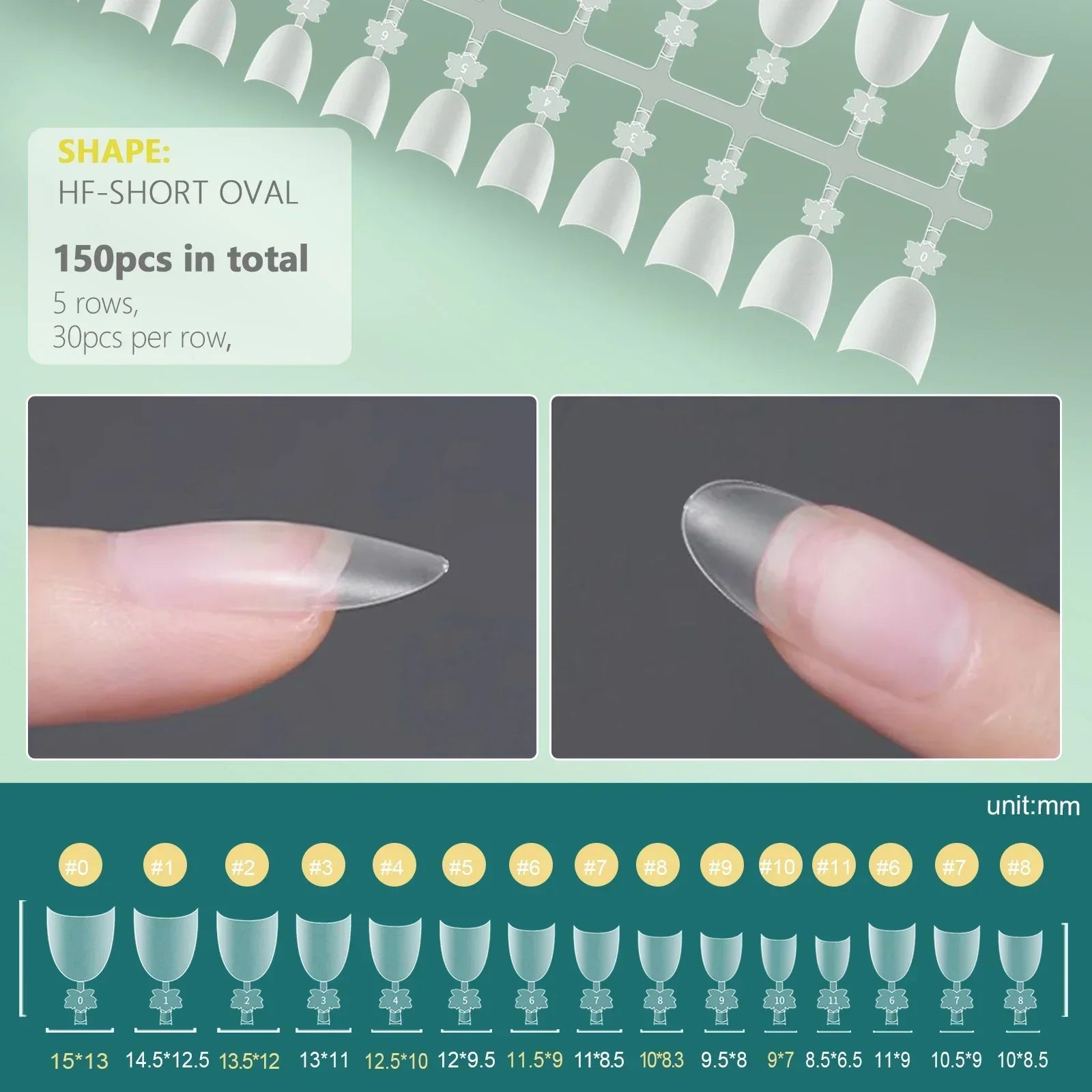 RUVIAA BEAUTY 150PCS Short Half Cover Matte Nail Tips 12 Sizes