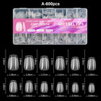 RUVIAA BEAUTY Luxury Soft Gel False Nail Tips – Semi-Matte Almond French Coffin Full Cover Extensions