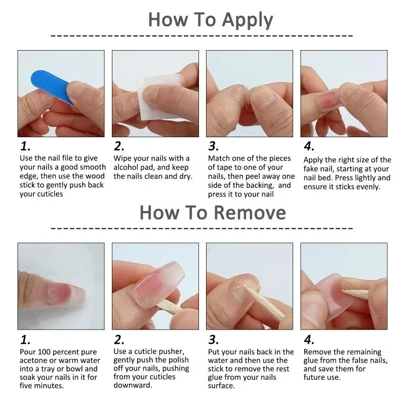 RUVIAA BEAUTY 24pcs Blue French Duckbill False Nails – Gradient Y2K Press-On with Rhinestones