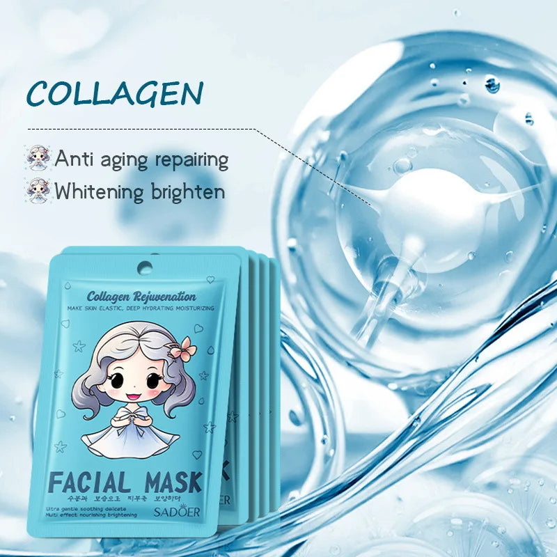 RUVIAA BEAUTY 10pcs Hyaluronic Acid Collagen Face Masks – Korean Skincare, Moisturizing & Hydrating