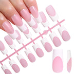 RUVIAA BEAUTY 120PCS Medium Long Square Acrylic French Press-On Nails – Full Cover Fake Nails for Women, Mixed Sizes