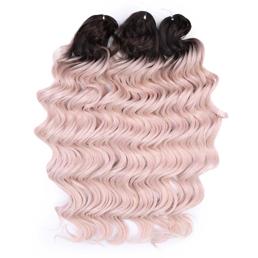 24 Inch Brown Blonde Pink Synthetic Body Loose Deep Wave Braiding Hair Extensions Water Wave Twist Crochet Curly Hair for Women
